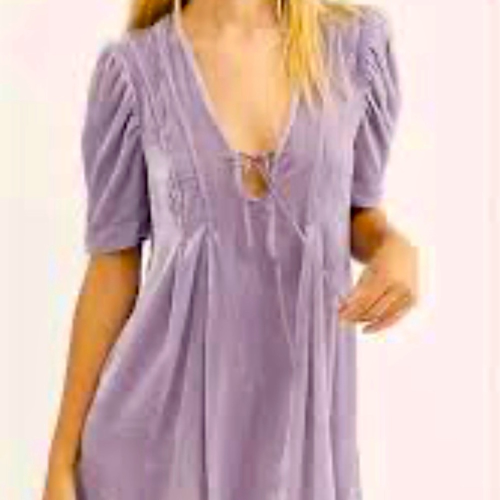 Free People Adelle Velvet Puff Sleeve Tunic Top